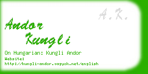 andor kungli business card